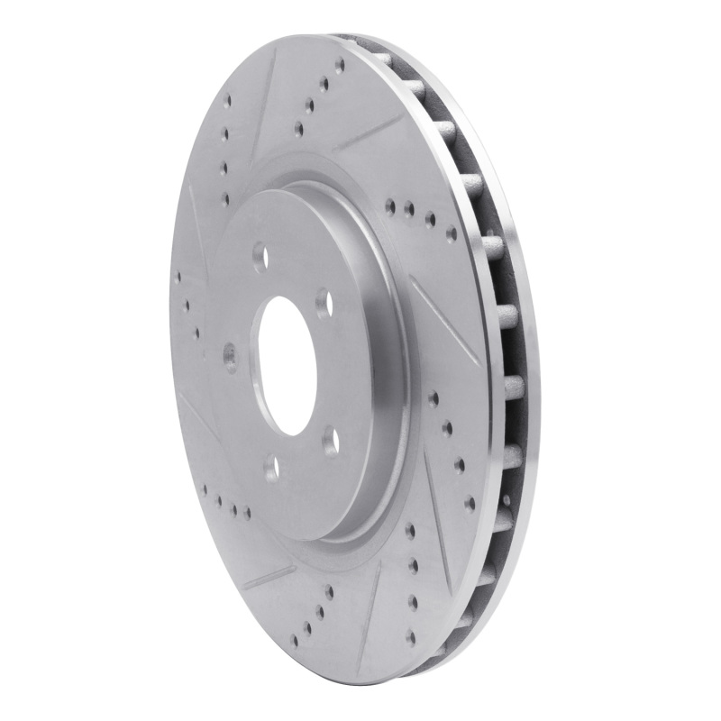 Ford Mustang Brake Rotor (1) - Front Left - R1 Concepts - Drilled & Slotted - Silver - `94-`04